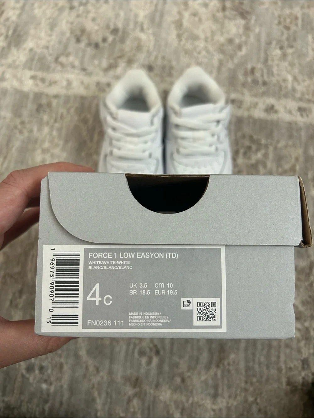 NWT Nike Kids Force 1 Low Easyon (TD) - size 4c